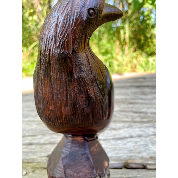 Vintage Heavy Carved Wood Quail Bird Sculpture - Picture 14 of 14